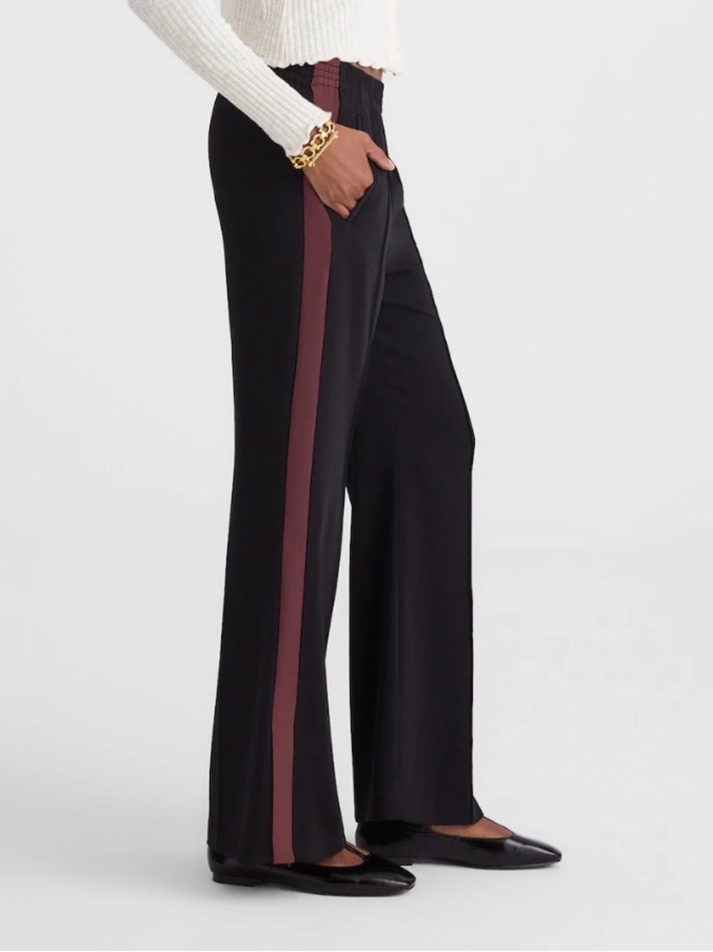 Madewell Black Wide-Leg Side-Stripe Pants